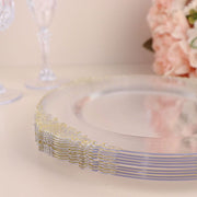 10 Round Plastic Salad Dinner Plates with Embossed Baroque Rim - Disposable Tableware