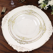 10 Round Plastic Salad Dinner Plates with Embossed Baroque Rim - Disposable Tableware