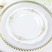 10 Round Plastic Salad Dinner Plates with Embossed Baroque Rim - Disposable Tableware