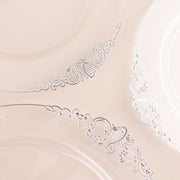 10 Round Plastic Salad Dinner Plates with Embossed Baroque Rim - Disposable Tableware