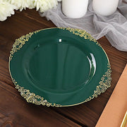 10 Round Plastic Salad Dinner Plates with Embossed Baroque Rim - Disposable Tableware