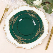 10 Round Plastic Salad Dinner Plates with Embossed Baroque Rim - Disposable Tableware