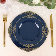 10 Round Plastic Salad Dinner Plates with Embossed Baroque Rim - Disposable Tableware