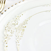 10 Round Plastic Salad Dinner Plates with Embossed Baroque Rim - Disposable Tableware