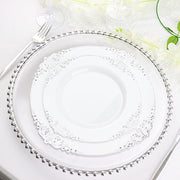 10 Round Plastic Salad Dinner Plates with Embossed Baroque Rim - Disposable Tableware