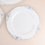 10 Round Plastic Salad Dinner Plates with Embossed Baroque Rim - Disposable Tableware