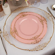 10 Round Plastic Salad Dinner Plates with Embossed Baroque Rim - Disposable Tableware