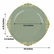 10 Round Plastic Salad Dinner Plates with Embossed Baroque Rim - Disposable Tableware
