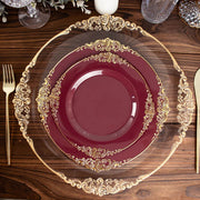 10 Round Plastic Salad Dinner Plates with Embossed Baroque Rim - Disposable Tableware