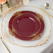 10 Round Plastic Salad Dinner Plates with Embossed Baroque Rim - Disposable Tableware