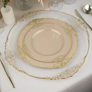 10 Round Plastic Salad Dinner Plates with Embossed Baroque Rim - Disposable Tableware