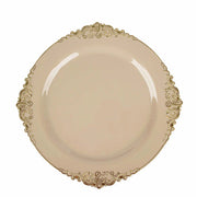 10 Round Plastic Salad Dinner Plates with Embossed Baroque Rim - Disposable Tableware