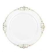 10 Round Plastic Salad Dinner Plates with Embossed Baroque Rim - Disposable Tableware