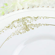 10 Round Plastic Salad Dinner Plates with Embossed Baroque Rim - Disposable Tableware