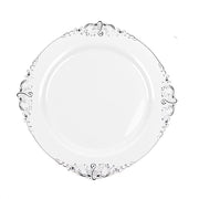 10 Round Plastic Salad Dinner Plates with Embossed Baroque Rim - Disposable Tableware