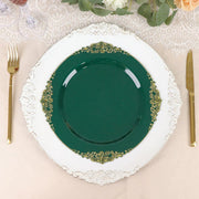 10 Round Plastic Salad Dinner Plates with Embossed Baroque Rim - Disposable Tableware
