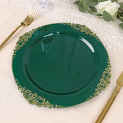 10 Round Plastic Salad Dinner Plates with Embossed Baroque Rim - Disposable Tableware