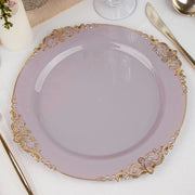 10 Round Plastic Salad Dinner Plates with Embossed Baroque Rim - Disposable Tableware