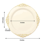 10 Round Plastic Salad Dinner Plates with Embossed Baroque Rim - Disposable Tableware