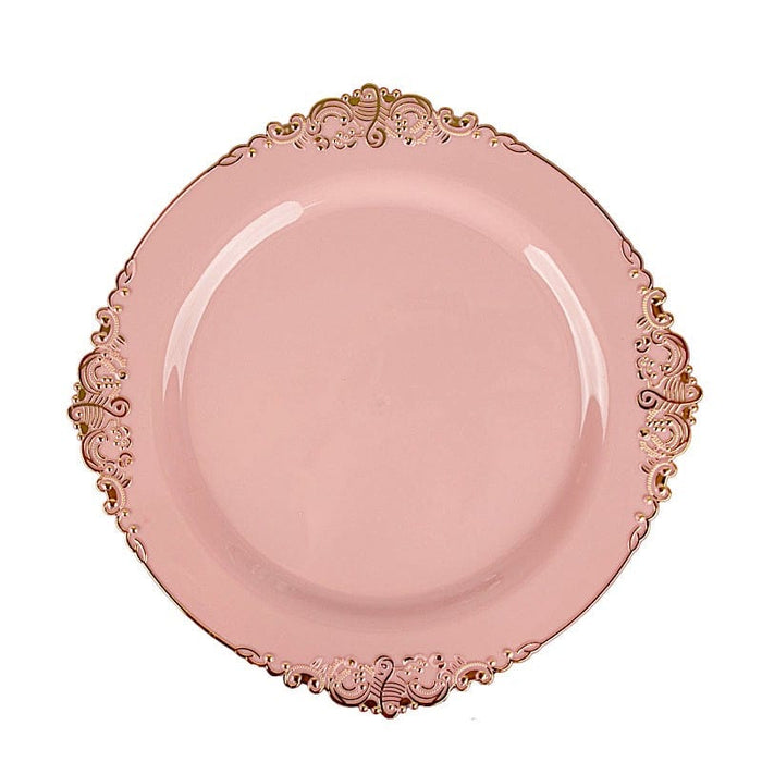 10 Round Plastic Salad Dinner Plates with Embossed Baroque Rim - Disposable Tableware DSP_PLR1310_10_080GD