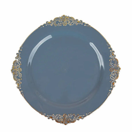 10 Round Plastic Salad Dinner Plates with Embossed Baroque Rim - Disposable Tableware DSP_PLR1310_10_086GD