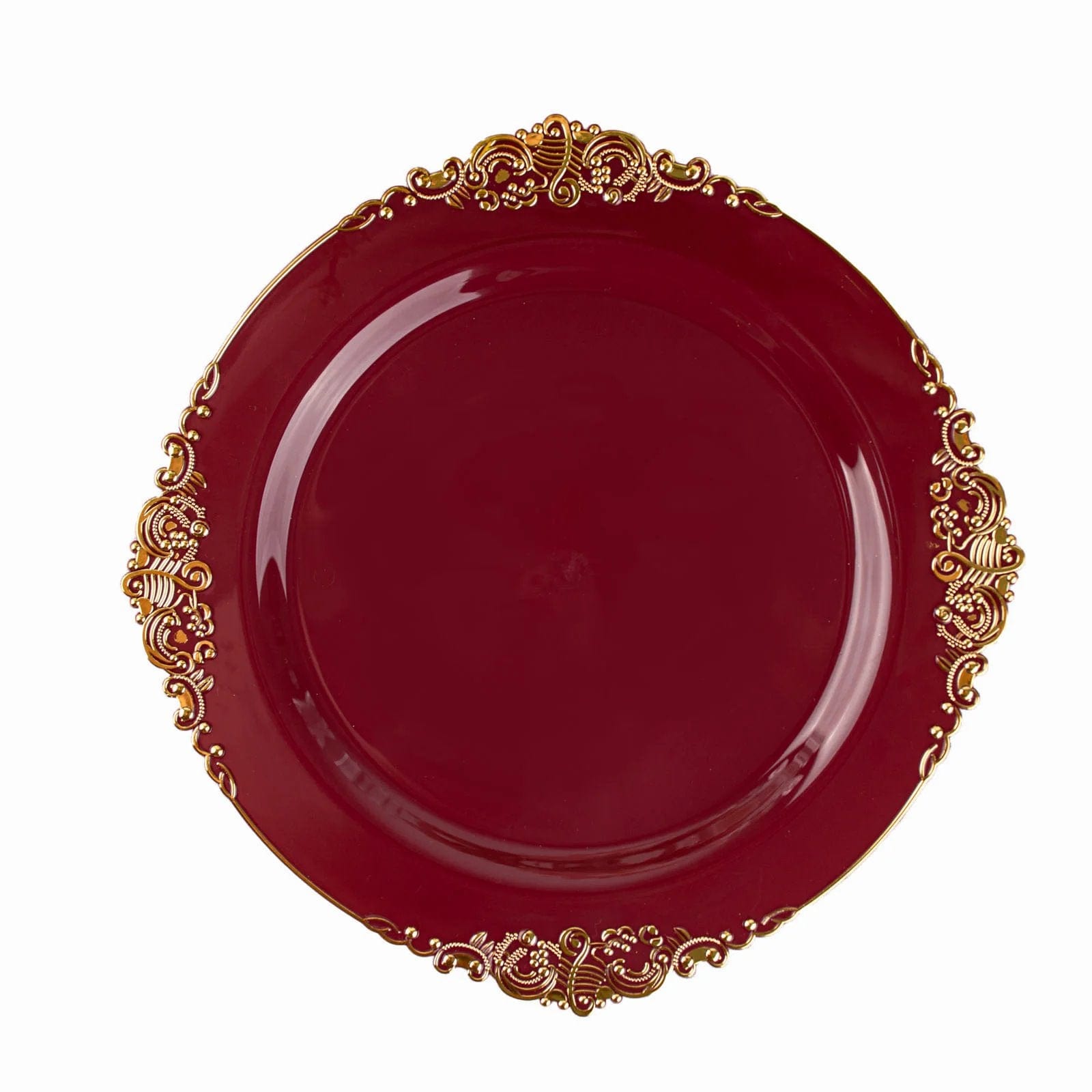 10 Round Plastic Salad Dinner Plates with Embossed Baroque Rim - Disposable Tableware DSP_PLR1310_10_BGGD