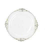 10 Round Plastic Salad Dinner Plates with Embossed Baroque Rim - Disposable Tableware DSP_PLR1310_10_CLGD