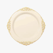 10 Round Plastic Salad Dinner Plates with Embossed Baroque Rim - Disposable Tableware DSP_PLR1310_10_IVRGD