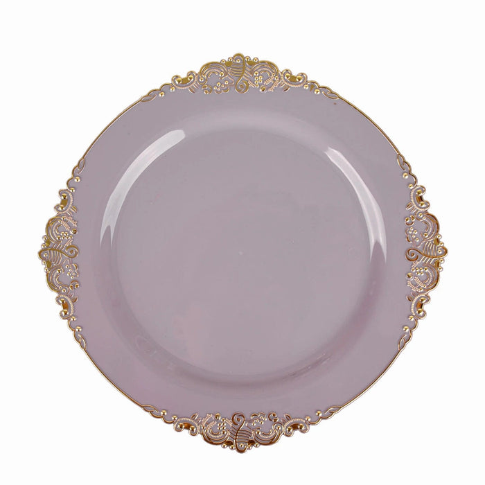 10 Round Plastic Salad Dinner Plates with Embossed Baroque Rim - Disposable Tableware DSP_PLR1310_10_LVGD