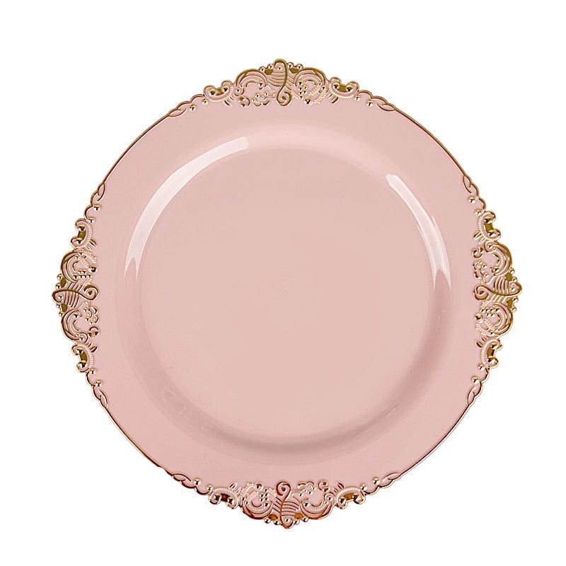 10 Round Plastic Salad Dinner Plates with Embossed Baroque Rim - Disposable Tableware DSP_PLR1310_7_046GD-1