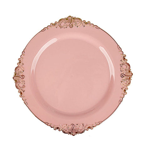 10 Round Plastic Salad Dinner Plates with Embossed Baroque Rim - Disposable Tableware DSP_PLR1310_7_080GD