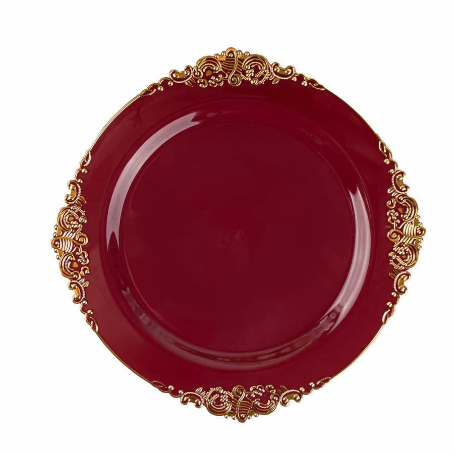 10 Round Plastic Salad Dinner Plates with Embossed Baroque Rim - Disposable Tableware DSP_PLR1310_7_BGGD