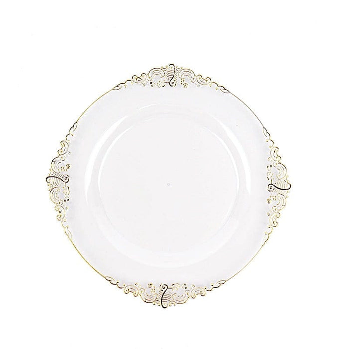 10 Round Plastic Salad Dinner Plates with Embossed Baroque Rim - Disposable Tableware DSP_PLR1310_7_CLGD