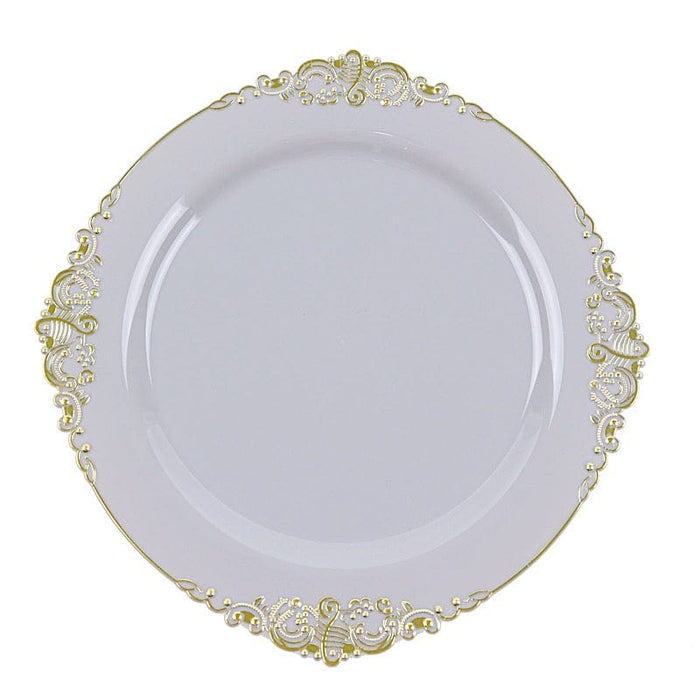 10 Round Plastic Salad Dinner Plates with Embossed Baroque Rim - Disposable Tableware DSP_PLR1310_7_GRGD