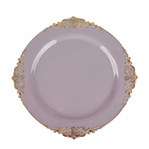 10 Round Plastic Salad Dinner Plates with Embossed Baroque Rim - Disposable Tableware DSP_PLR1310_7_LVGD