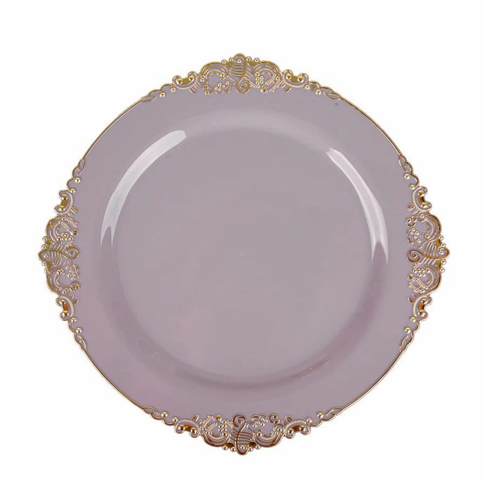 10 Round Plastic Salad Dinner Plates with Embossed Baroque Rim - Disposable Tableware DSP_PLR1310_7_LVGD
