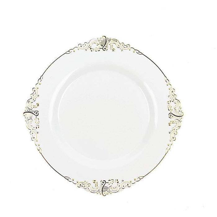 10 Round Plastic Salad Dinner Plates with Embossed Baroque Rim - Disposable Tableware DSP_PLR1310_7_WHGD