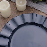 10 Round Plastic Salad Dinner Plates with Gold Wavy Rim - Disposable Tableware