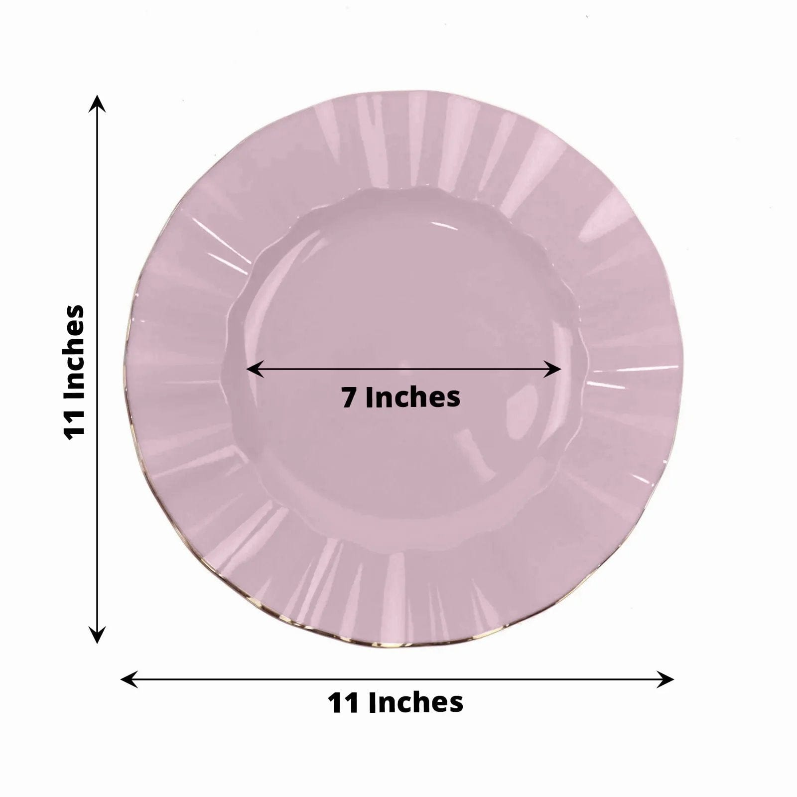 10 Round Plastic Salad Dinner Plates with Gold Wavy Rim - Disposable Tableware