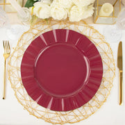 10 Round Plastic Salad Dinner Plates with Gold Wavy Rim - Disposable Tableware
