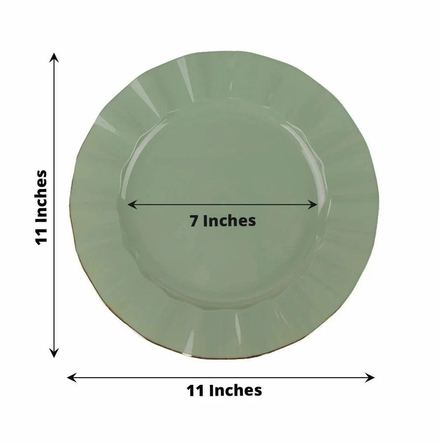 10 Round Plastic Salad Dinner Plates with Gold Wavy Rim - Disposable Tableware