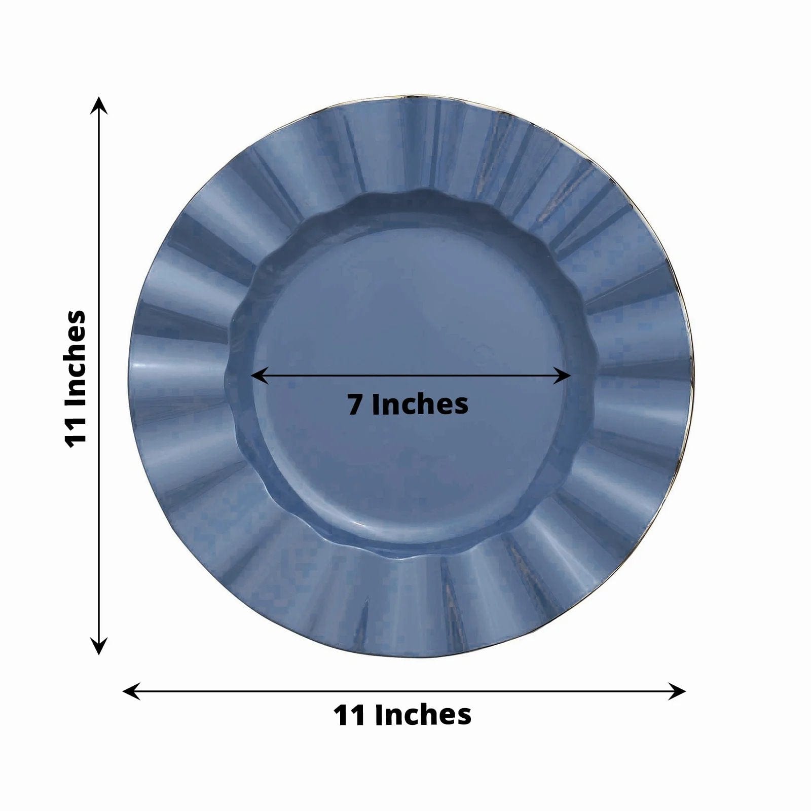 10 Round Plastic Salad Dinner Plates with Gold Wavy Rim - Disposable Tableware
