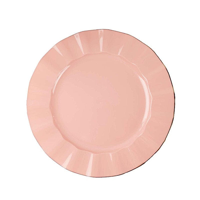 10 Round Plastic Salad Dinner Plates with Gold Wavy Rim - Disposable Tableware DSP_PLR0016_11_080GD