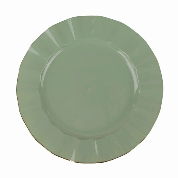 10 Round Plastic Salad Dinner Plates with Gold Wavy Rim - Disposable Tableware DSP_PLR0016_11_087GD
