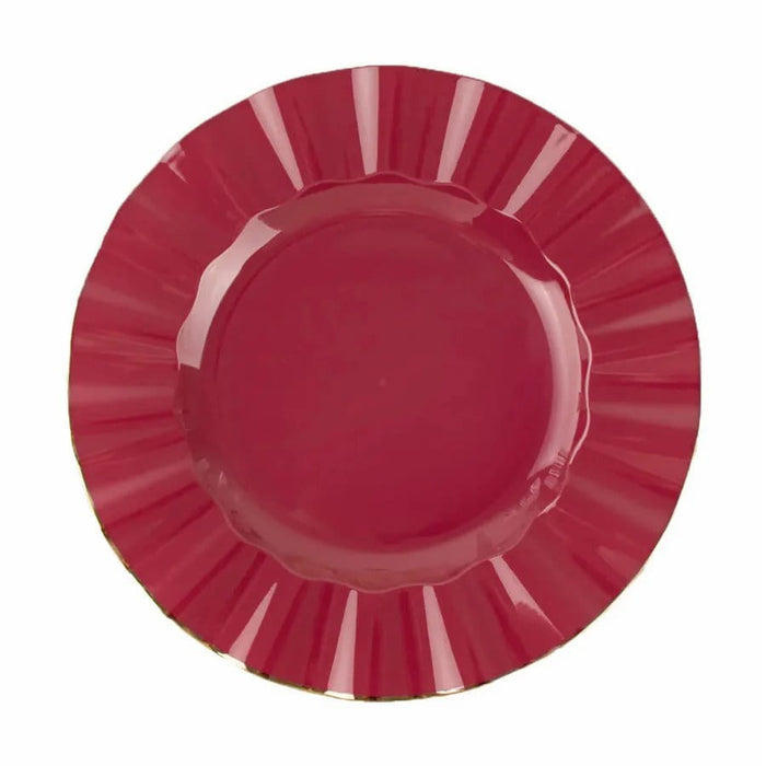 10 Round Plastic Salad Dinner Plates with Gold Wavy Rim - Disposable Tableware DSP_PLR0016_11_BGGD