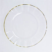 10 Round Plastic Salad Dinner Plates with Gold Wavy Rim - Disposable Tableware DSP_PLR0016_11_CLGD