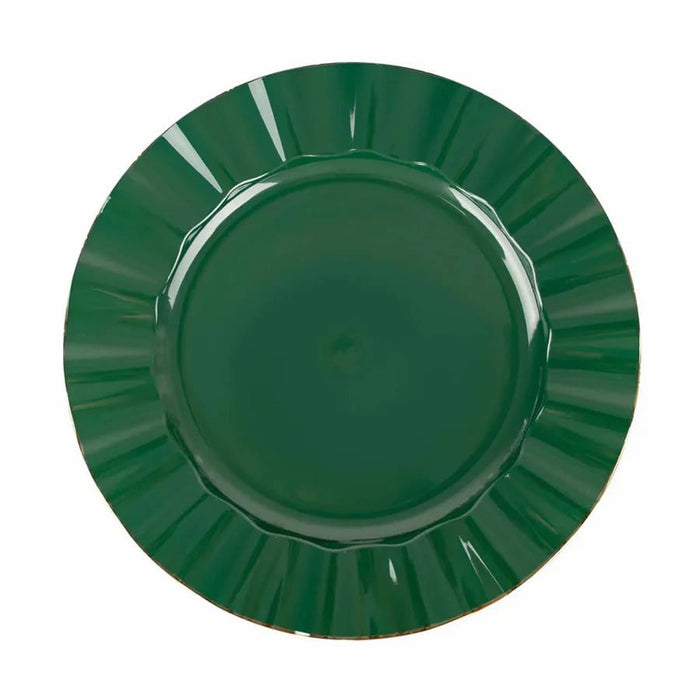 10 Round Plastic Salad Dinner Plates with Gold Wavy Rim - Disposable Tableware DSP_PLR0016_11_HNGD