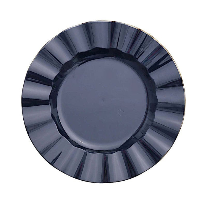 10 Round Plastic Salad Dinner Plates with Gold Wavy Rim - Disposable Tableware DSP_PLR0016_11_NVGD