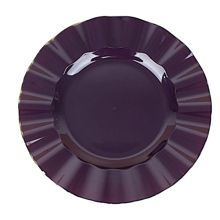10 Round Plastic Salad Dinner Plates with Gold Wavy Rim - Disposable Tableware DSP_PLR0016_11_PPGD
