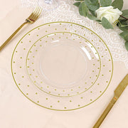 10 Round Plastic Salad Plates with Dotted Rim - Disposable Tableware